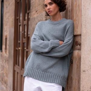 Jenni Kayne Foster Cotton Sweater Slate Blue XS
